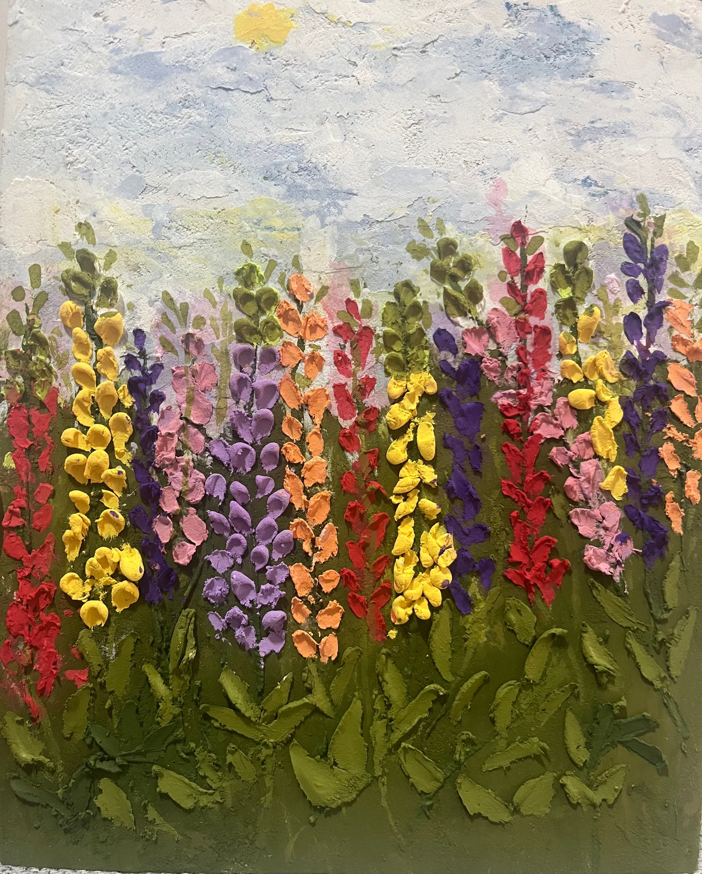 Here comes Spring- Flower field artwork in 12' x10' inches, Unframed