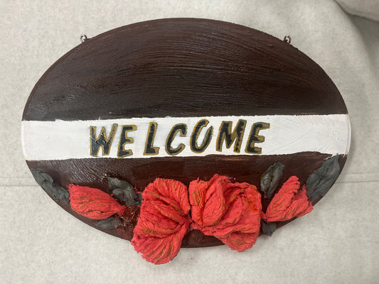 Coral Cottage-Style Welcome Plaque