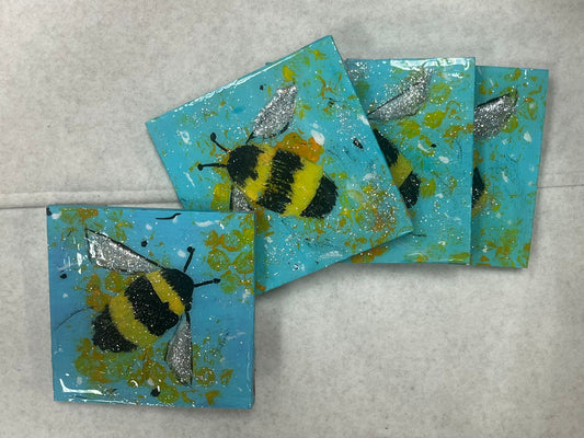 Bee-themed Handmade Coasters