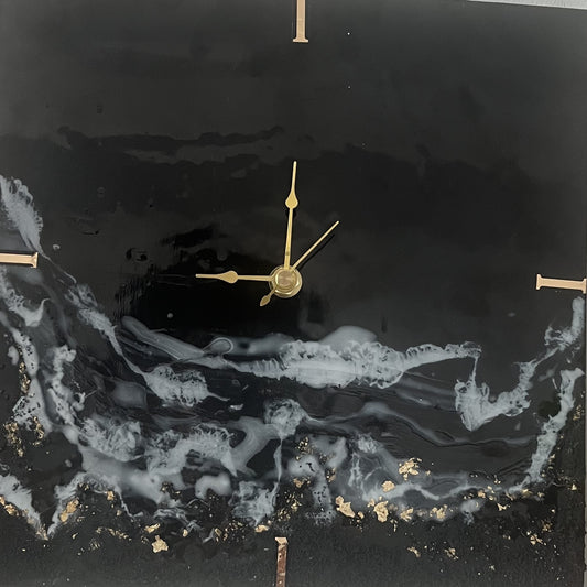 Black resin wall clock, Ocean themed wall clock